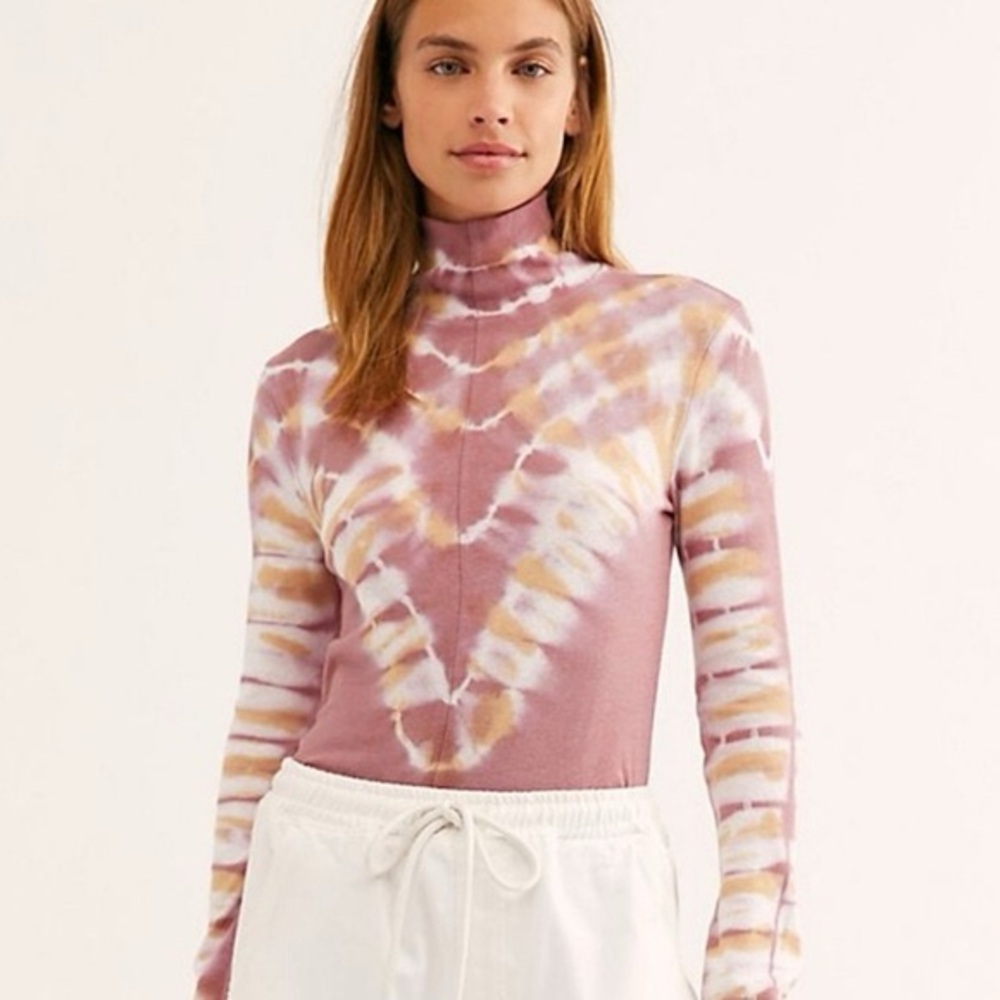 Free People Psychedelic Turtleneck Top in the "Moody Blossom" color
